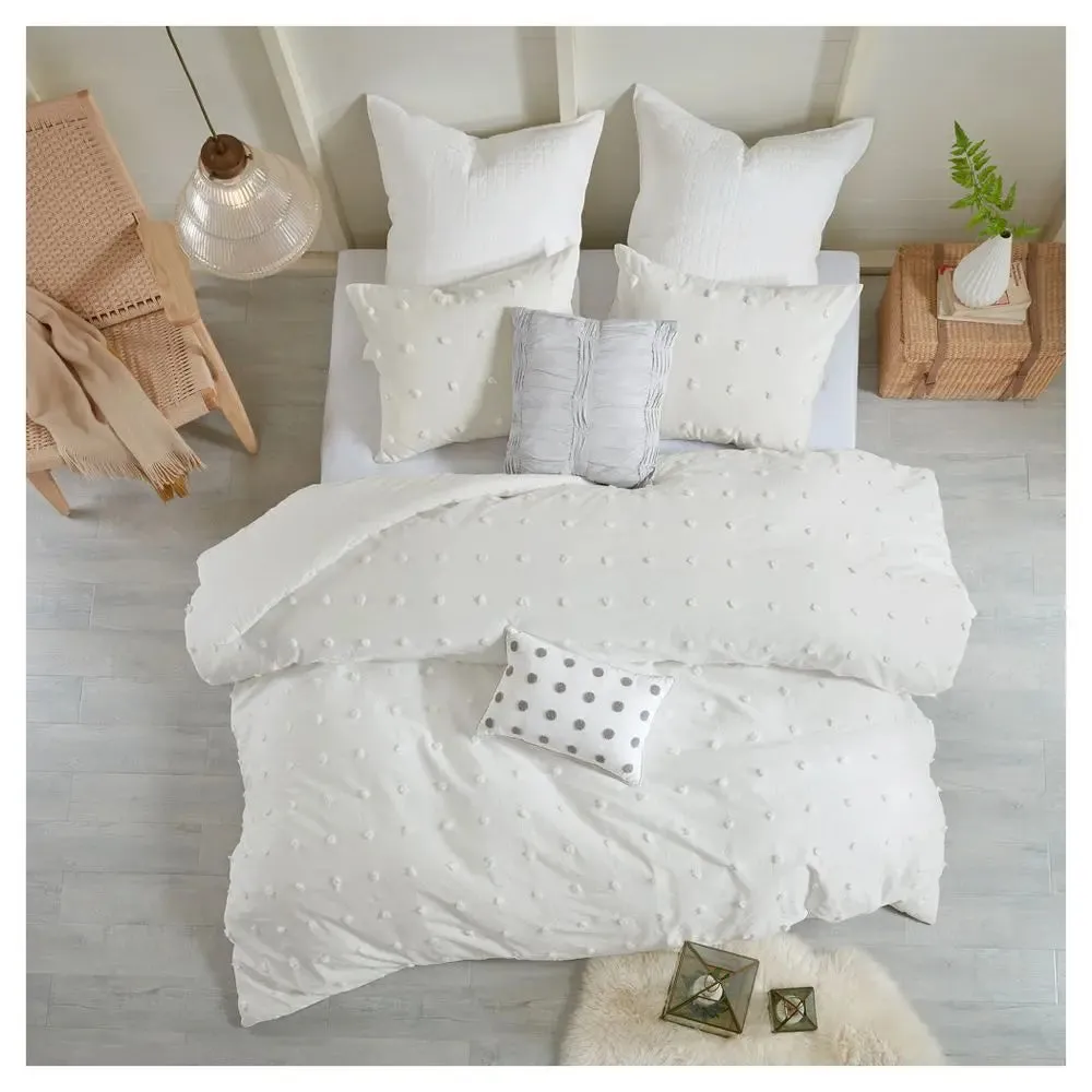 New - Urban Habitat 5-Piece Duvet Cover Set Cotton Chenille, Ivory, Twin/TwinXL