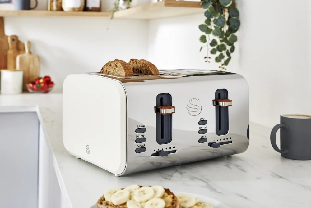 Nordic 4 Slice Toaster, Cordless Kettle and Digital Microwave bundle in White