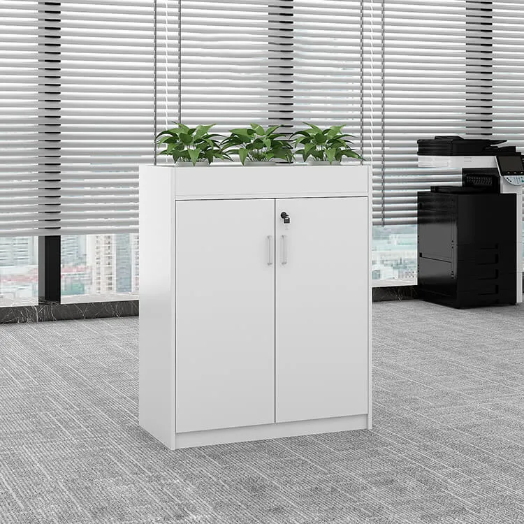 Office Partition Cabinet with Simple Modern Planter Low Cabinet