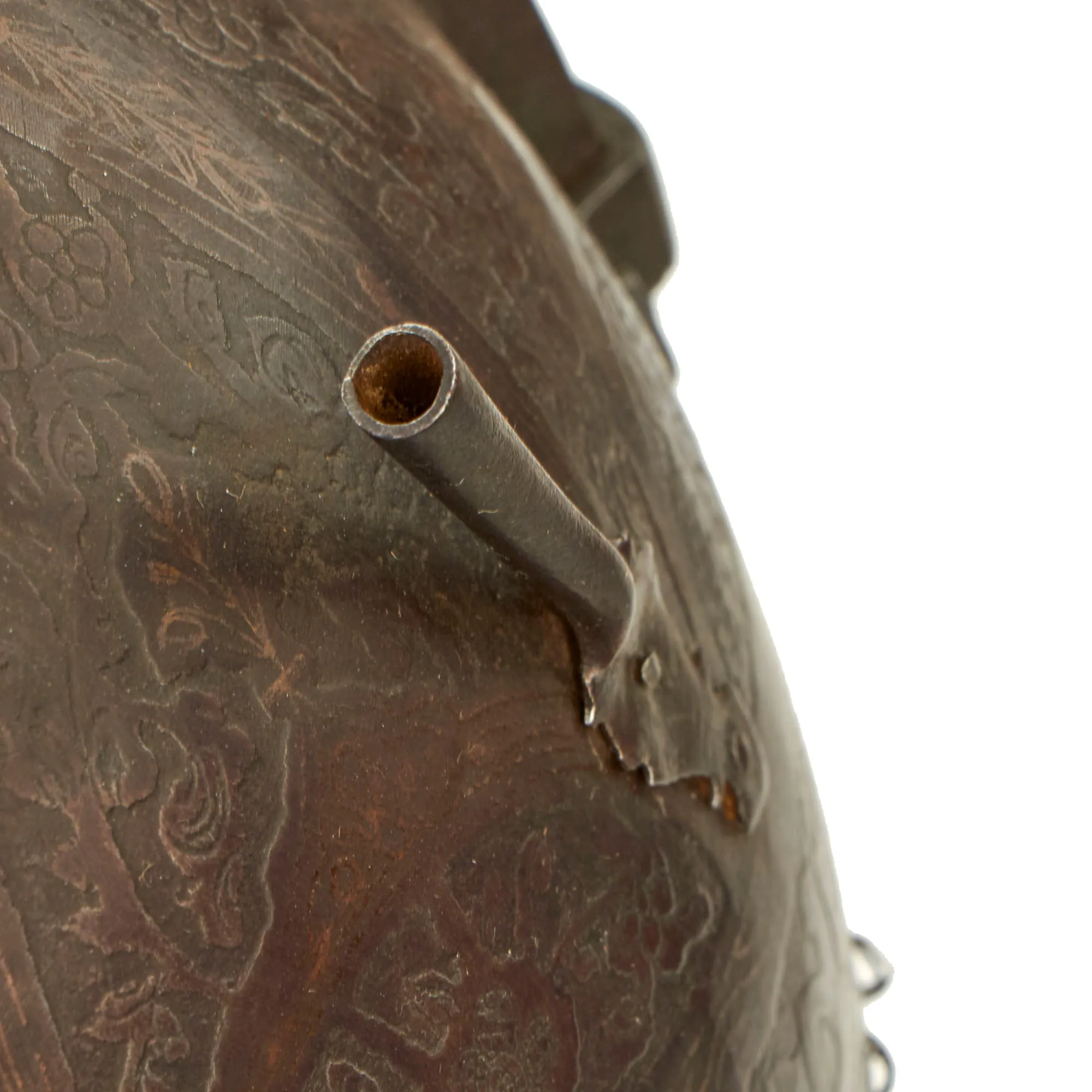 Original Magnificent Gold Inlaid & Etched Kulah Khud Spiked War Helmet - Early 19th Century