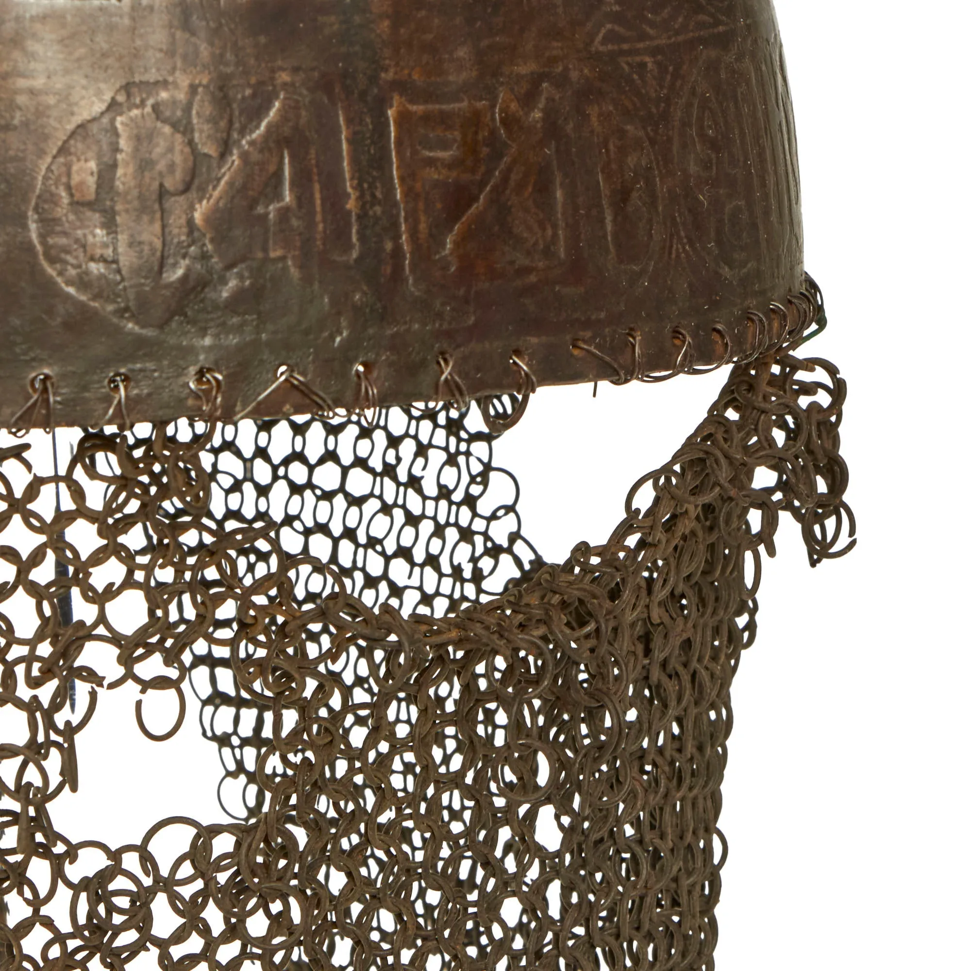 Original Magnificent Gold Inlaid & Etched Kulah Khud Spiked War Helmet - Early 19th Century