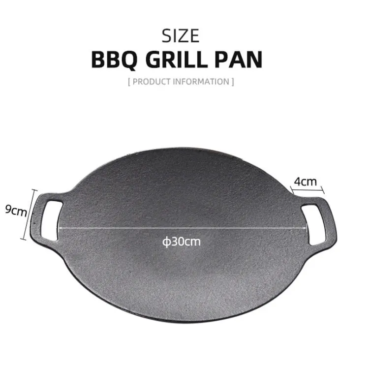 Outdoor Camping BBQ Cast Iron Grill Pan,Style: Baking Pan Hemp Rope