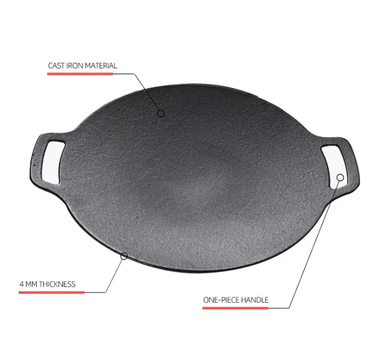 Outdoor Camping BBQ Cast Iron Grill Pan,Style: Baking Pan Hemp Rope