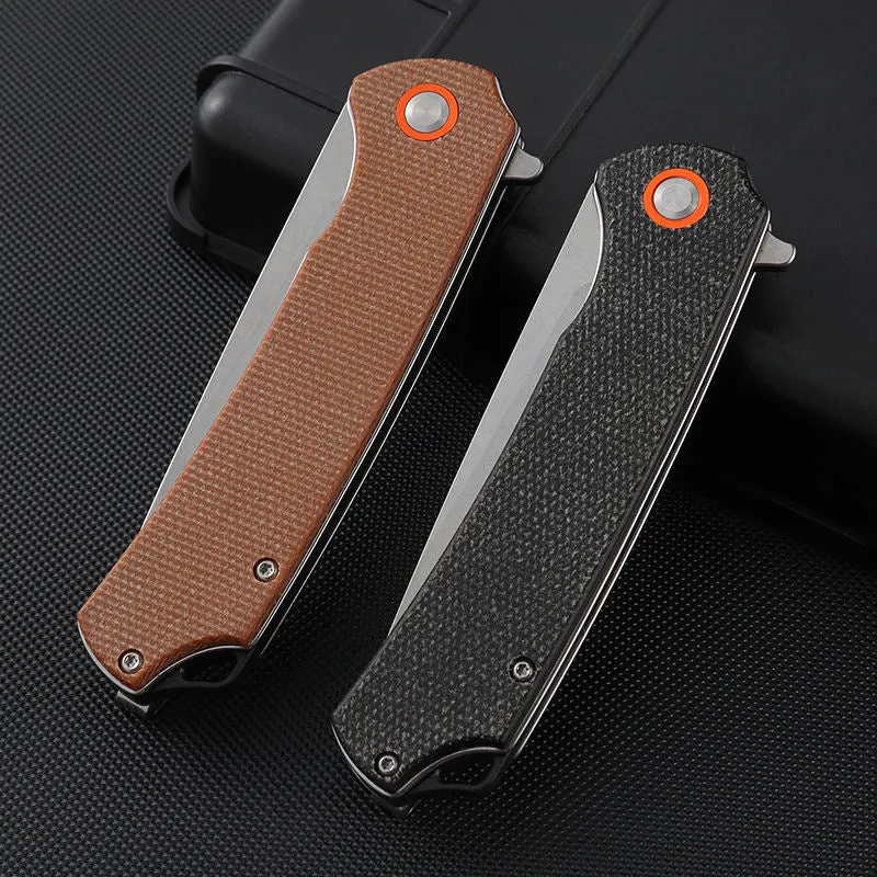 Outdoor Good Helper D2 Steel Razor Sharp Drop Point Blade Micarta Handle Knife Camping Survival Folding Knife