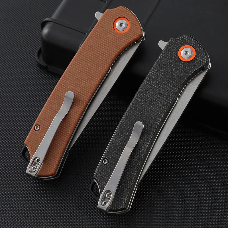 Outdoor Good Helper D2 Steel Razor Sharp Drop Point Blade Micarta Handle Knife Camping Survival Folding Knife