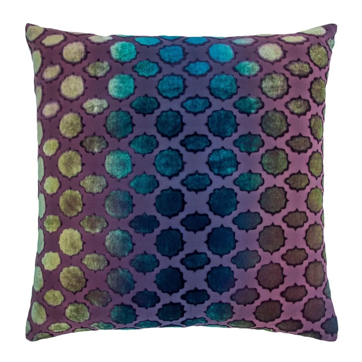 Peacock Mod Fretwork Velvet Pillows by Kevin O’Brien Studio