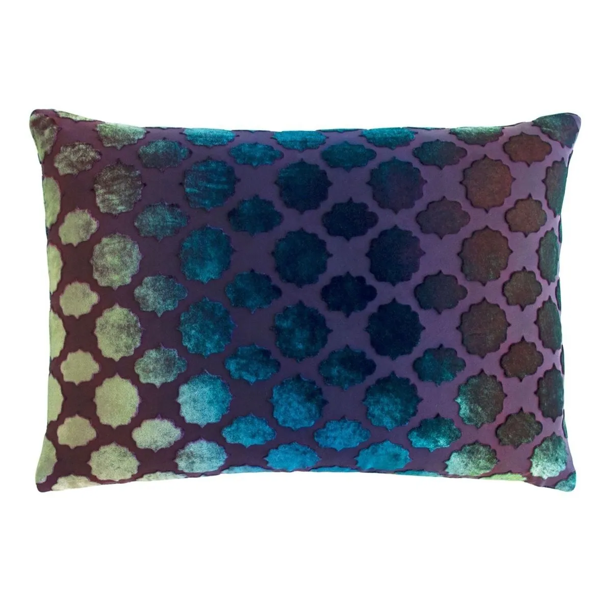 Peacock Mod Fretwork Velvet Pillows by Kevin O’Brien Studio