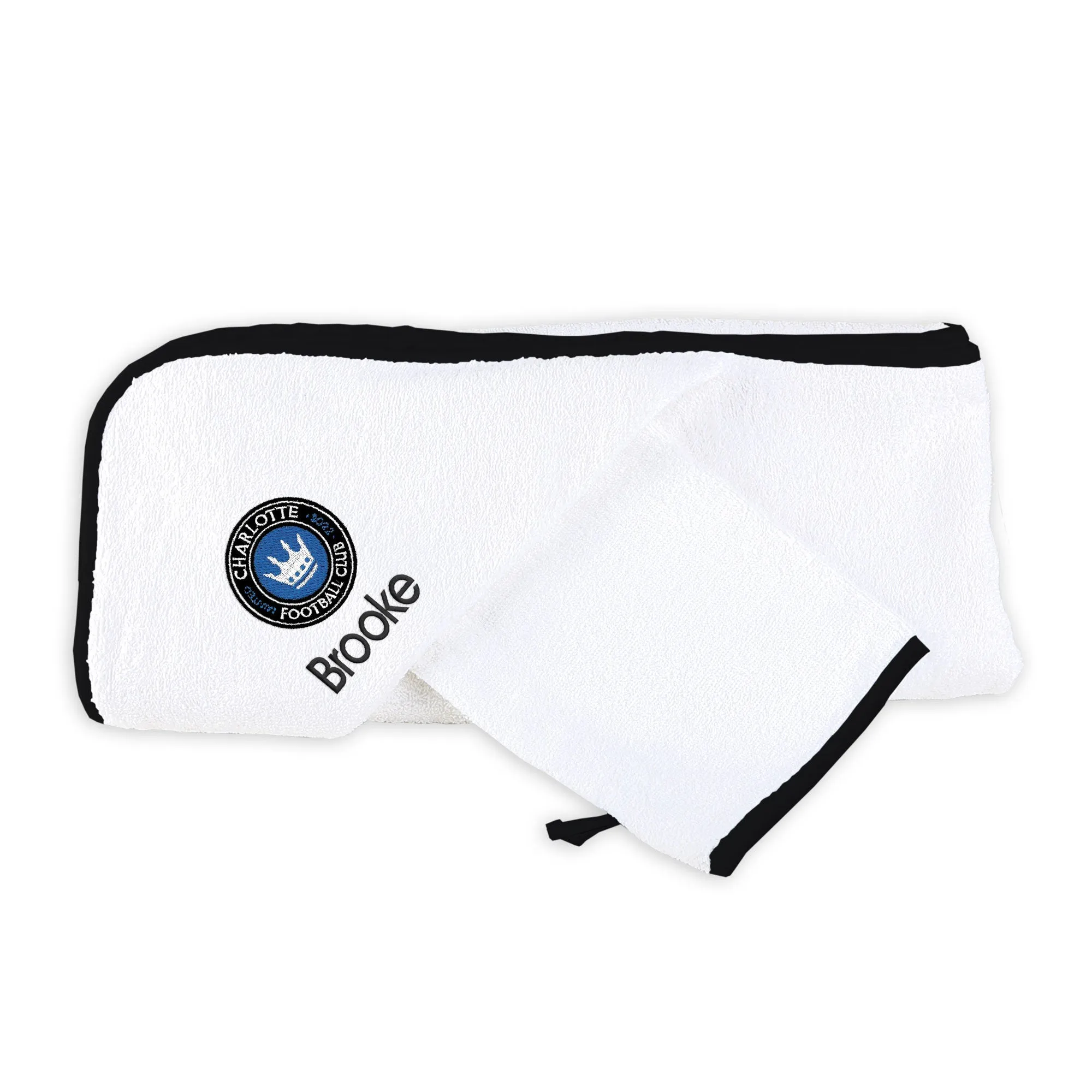 Personalized Charlotte FC Hooded Towel & Wash Mitt Set