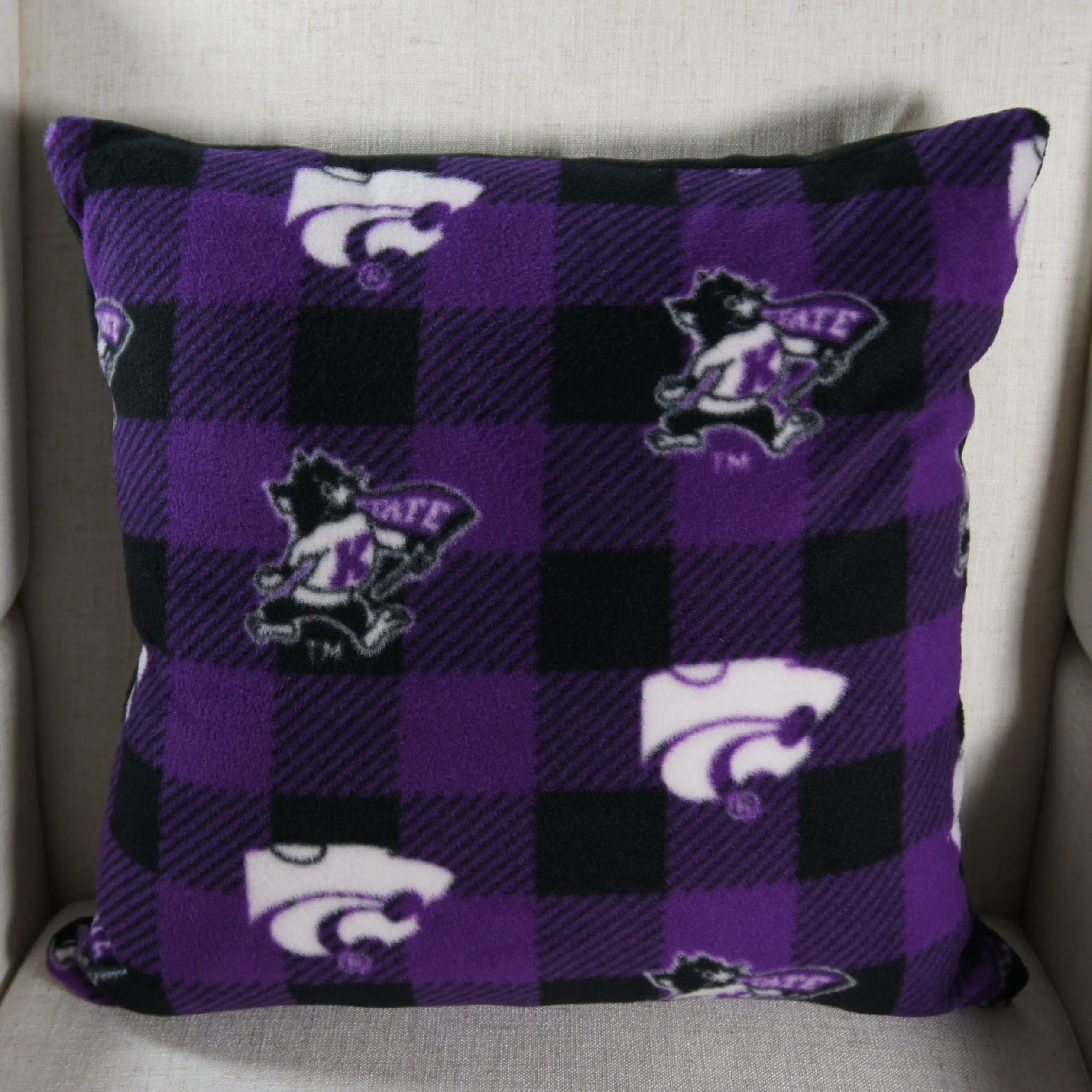 Pillows - College - NCAA - Kansas State University-KSU - Wildcats - Checks - 18 inch