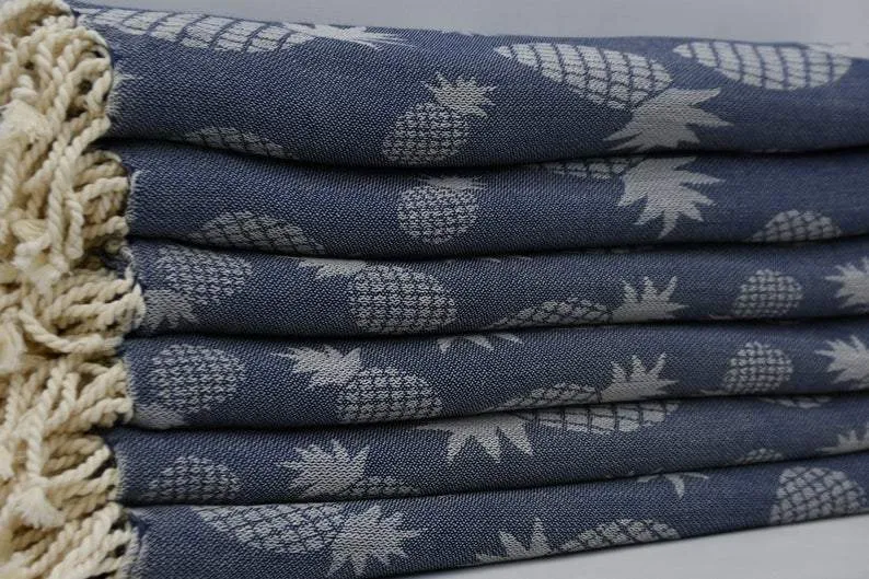 Pineapple Teal 100% Cotton Towel