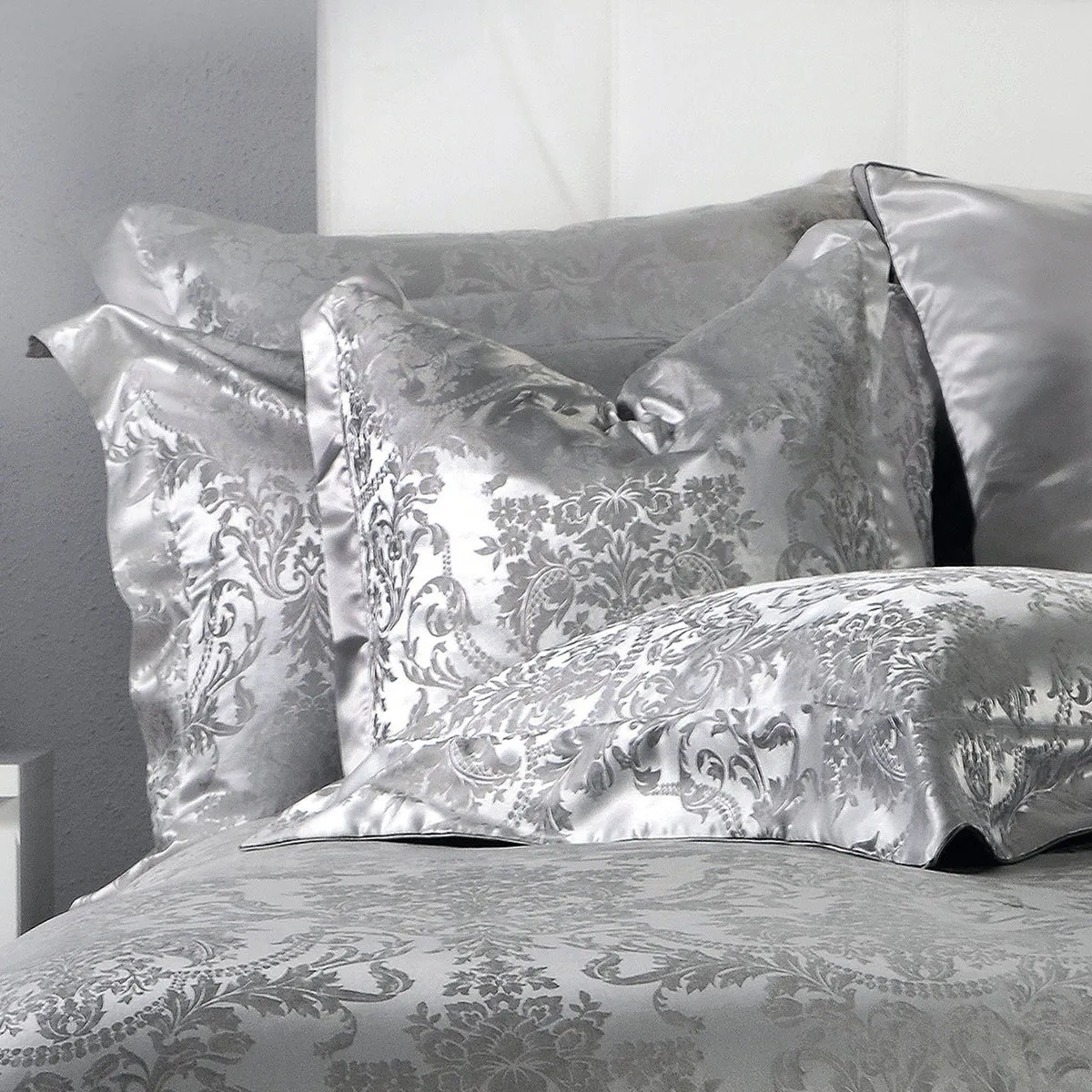 Portofino Grey Pure Mulberry Silk Complete Bed Set