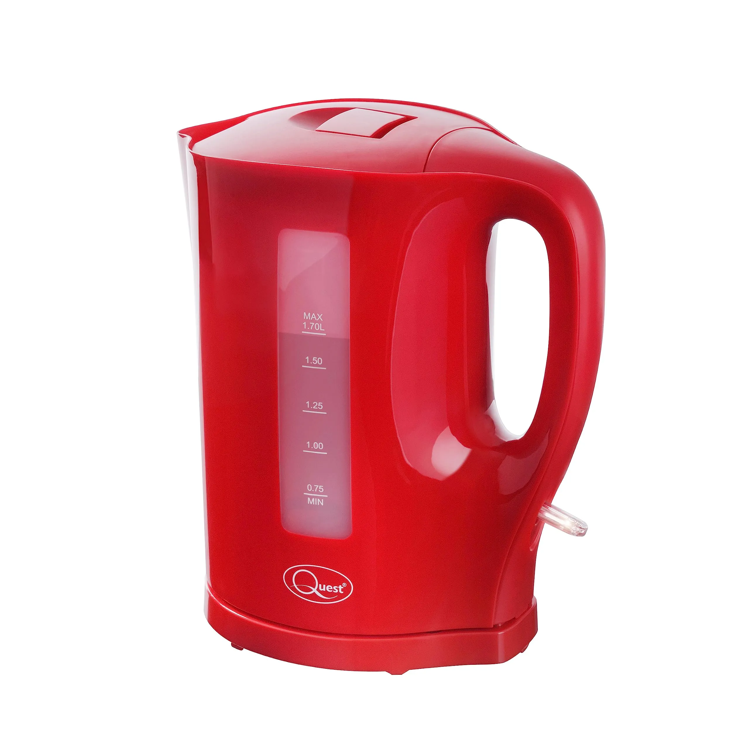 Quest 35429 1.7 Litre Electric Kettle/Red/Cord Storage/Water Level Indicator/BPA Free/Automatic Cut-Off/Student Essentials for University