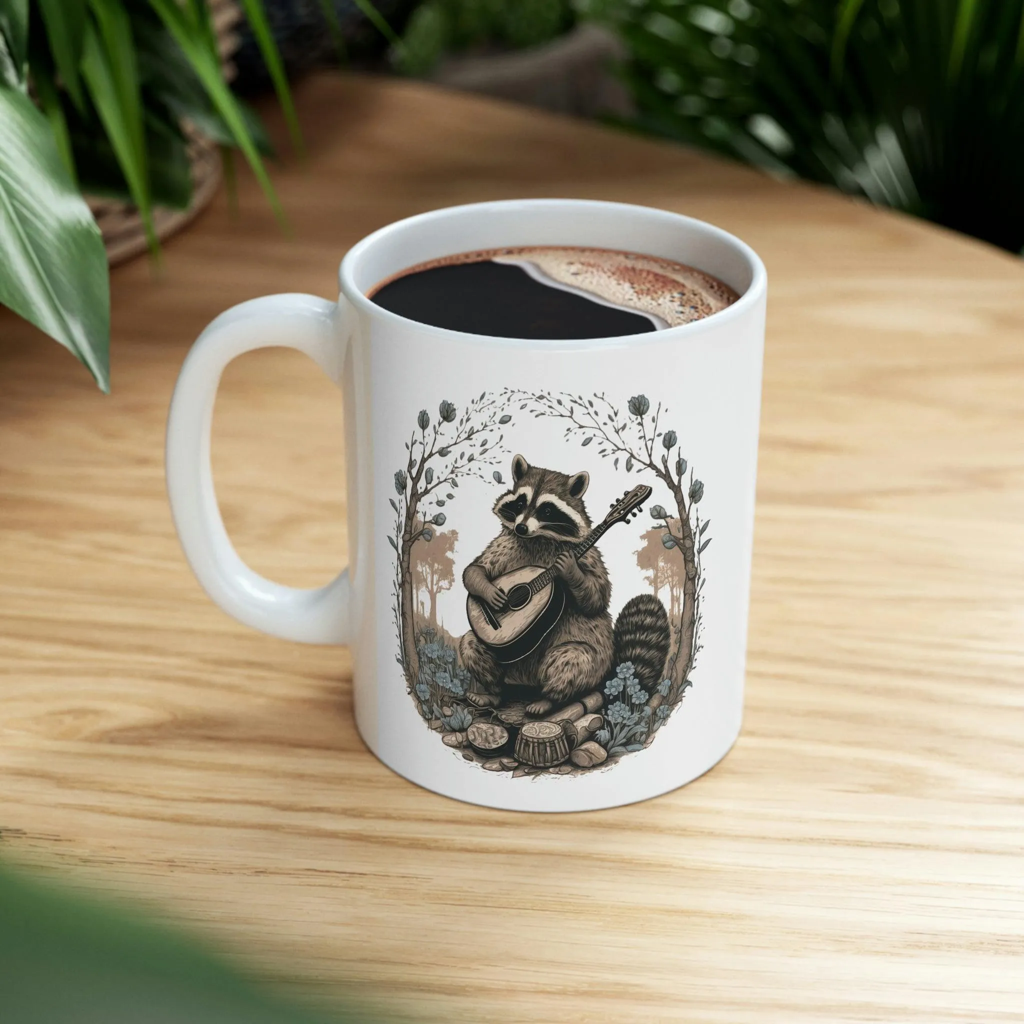 Raccoon Playing Guitar Coffee Mug