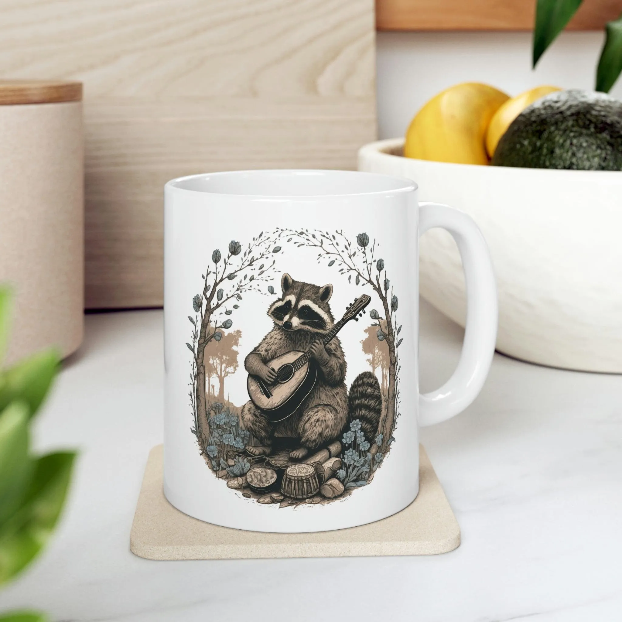 Raccoon Playing Guitar Coffee Mug