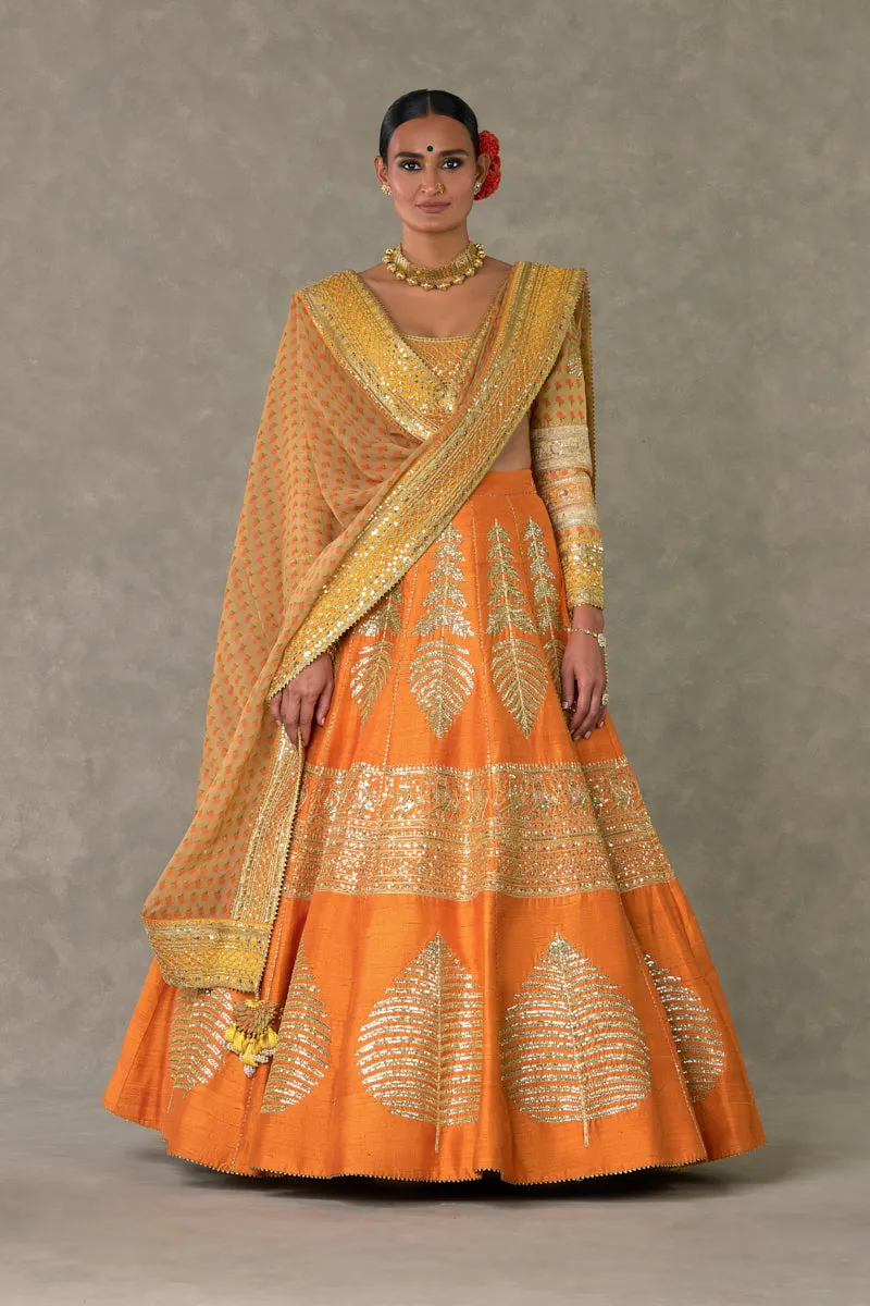 Rust 'Paan-Patti' Lehenga Set