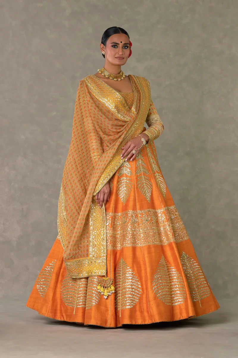 Rust 'Paan-Patti' Lehenga Set