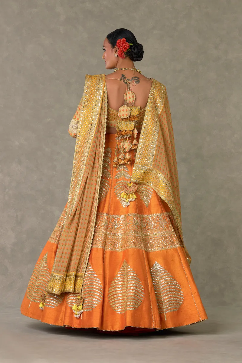 Rust 'Paan-Patti' Lehenga Set