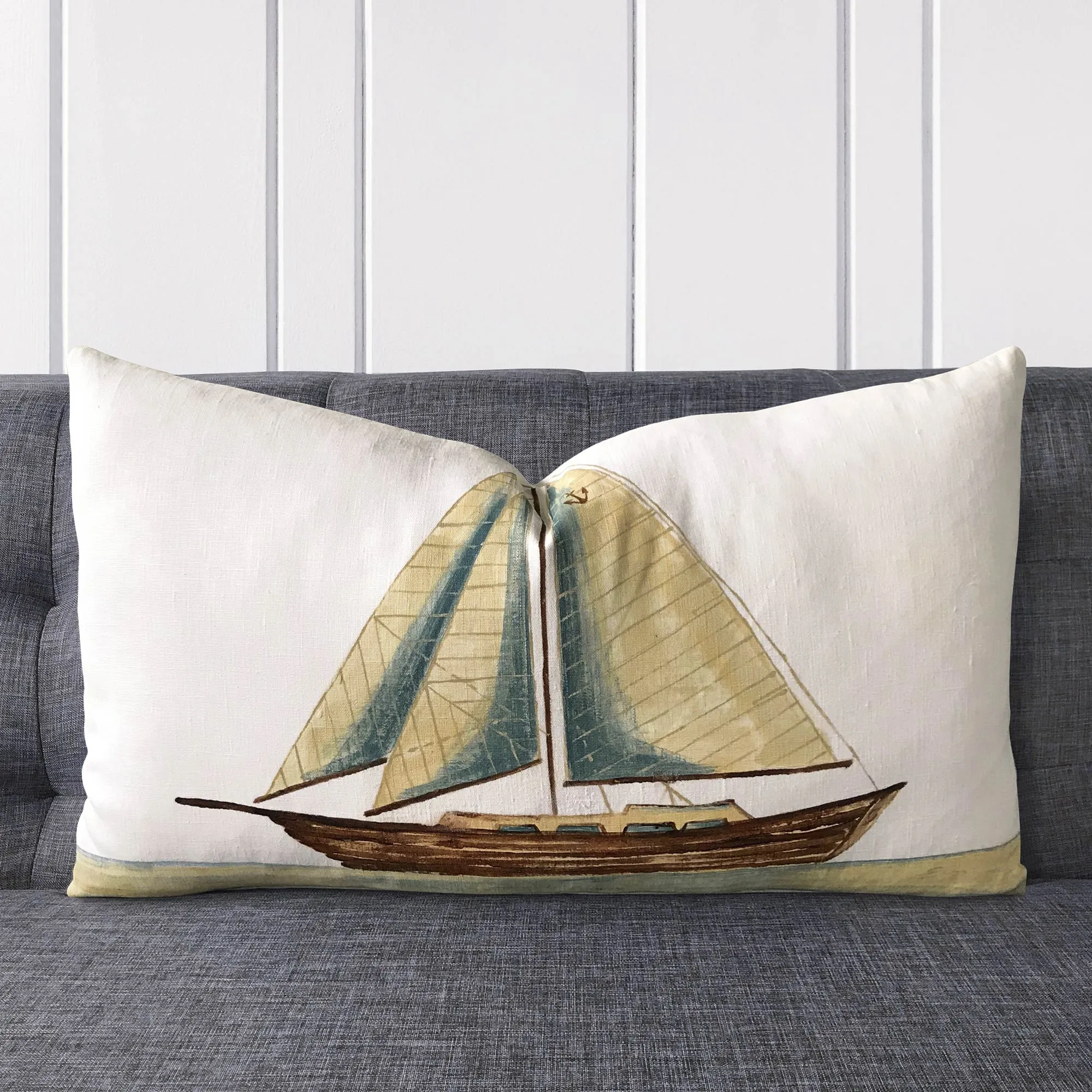 Sea Sailin' Hand Painted Lumbar Pillow Cover 15x26