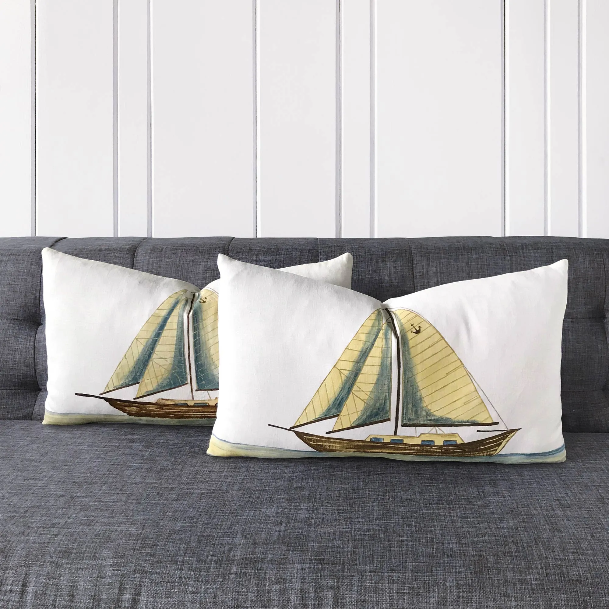 Sea Sailin' Hand Painted Lumbar Pillow Cover 15x26