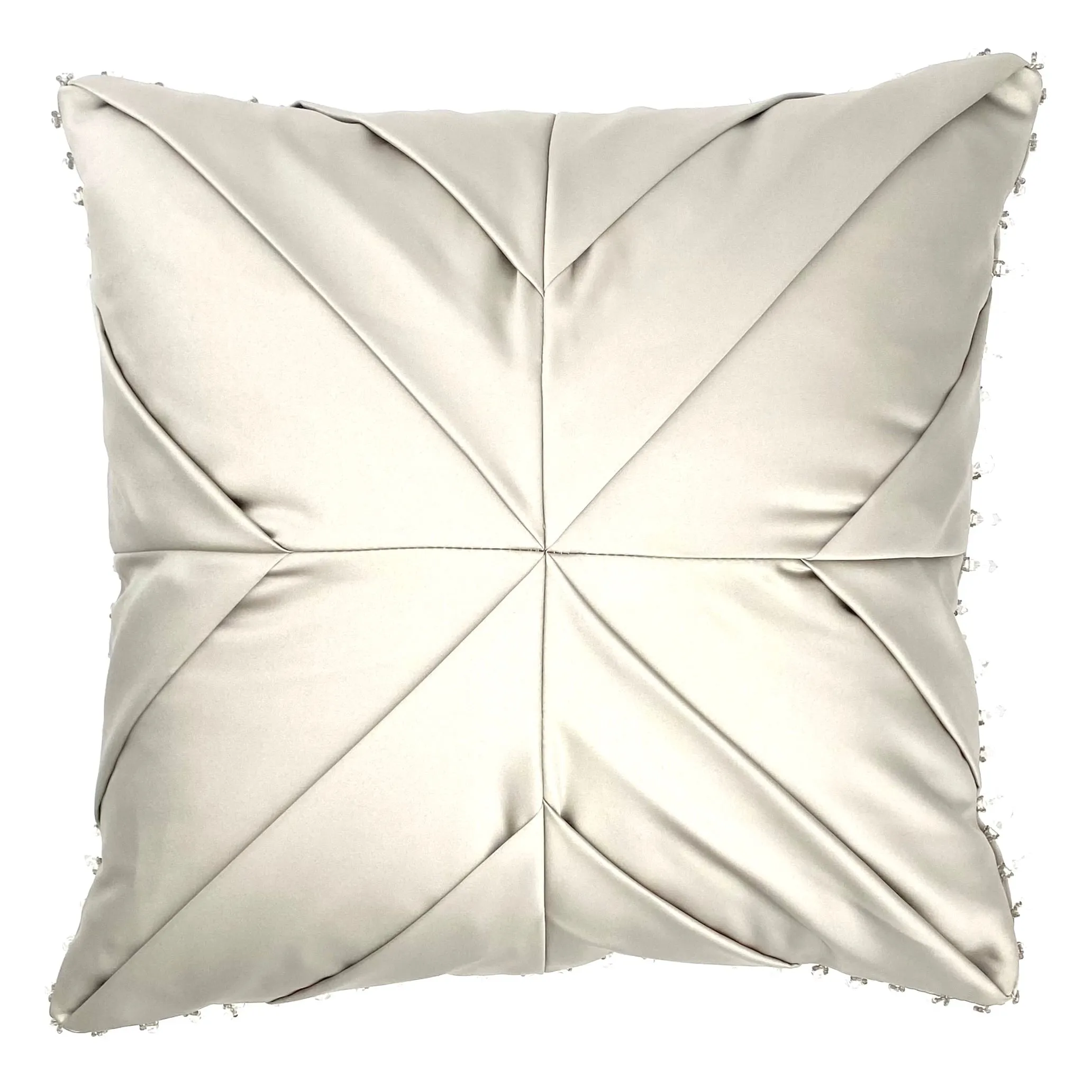 Silver Glam Satin Pleated Throw Pillow Cover 17"X17"