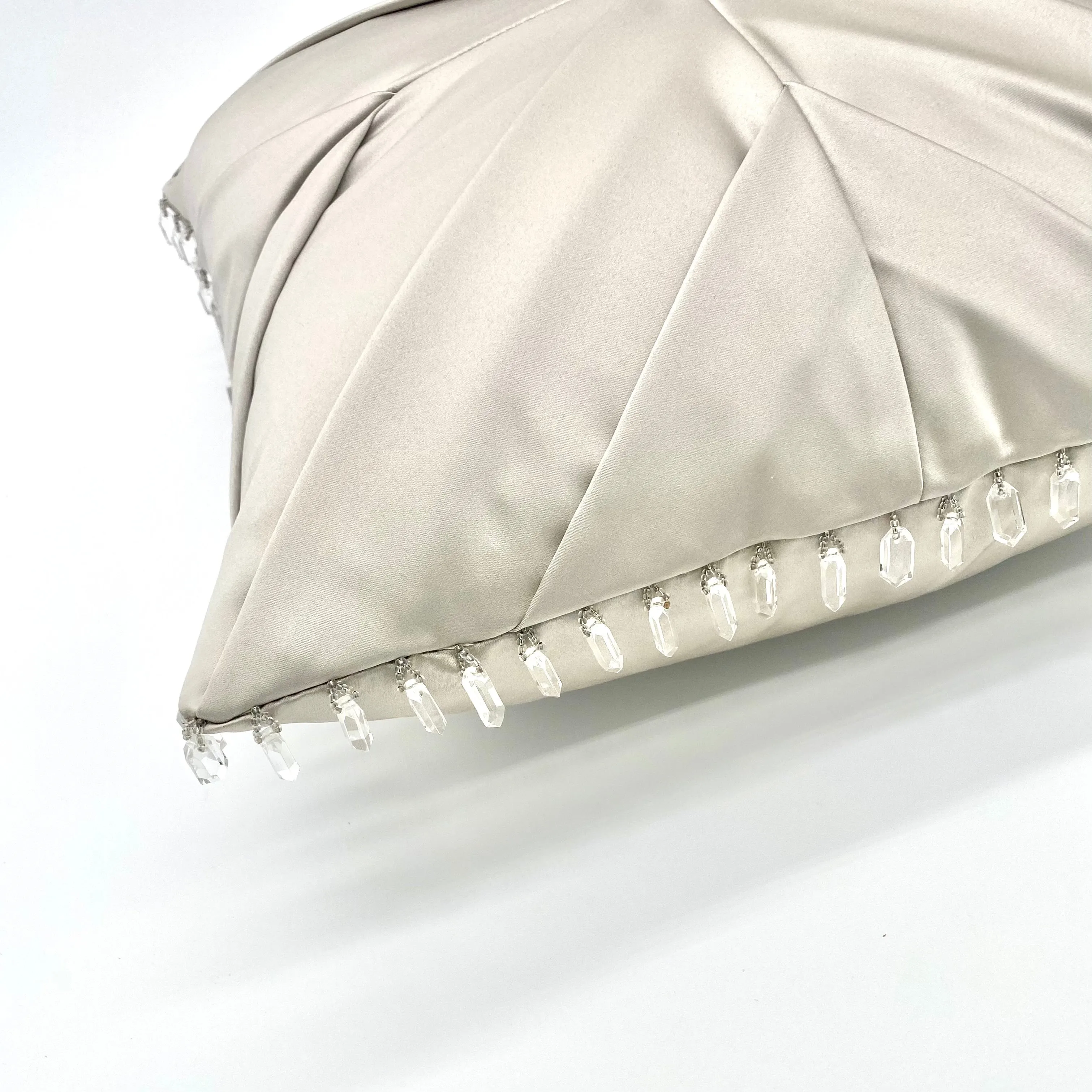 Silver Glam Satin Pleated Throw Pillow Cover 17"X17"