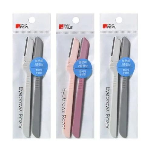 SINDO PRIME - Foldable Eyebrow Razor 6P, Random Color (Gray & Pink)