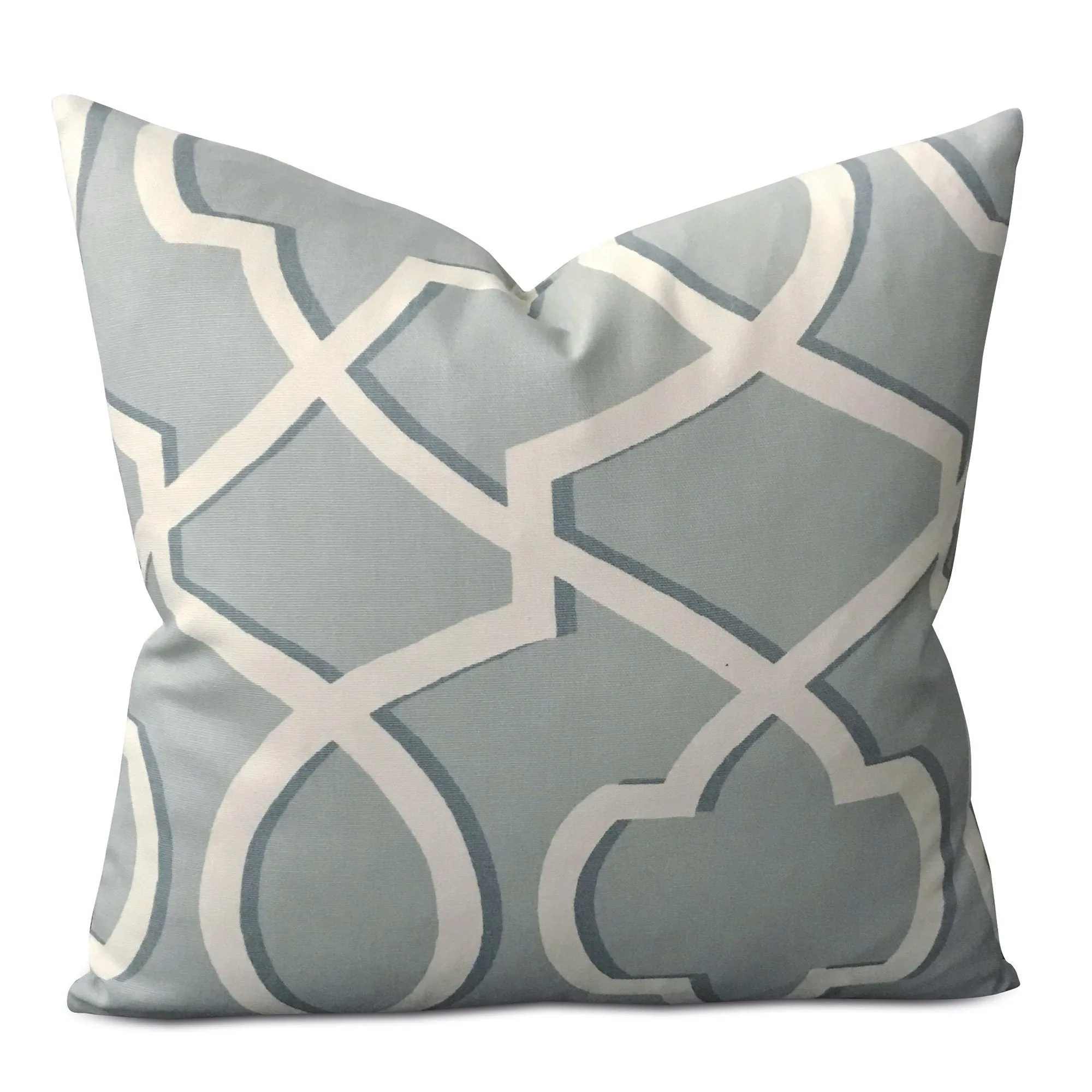 Sky Blue Geometric Linen Throw Pillow Cover 16x16