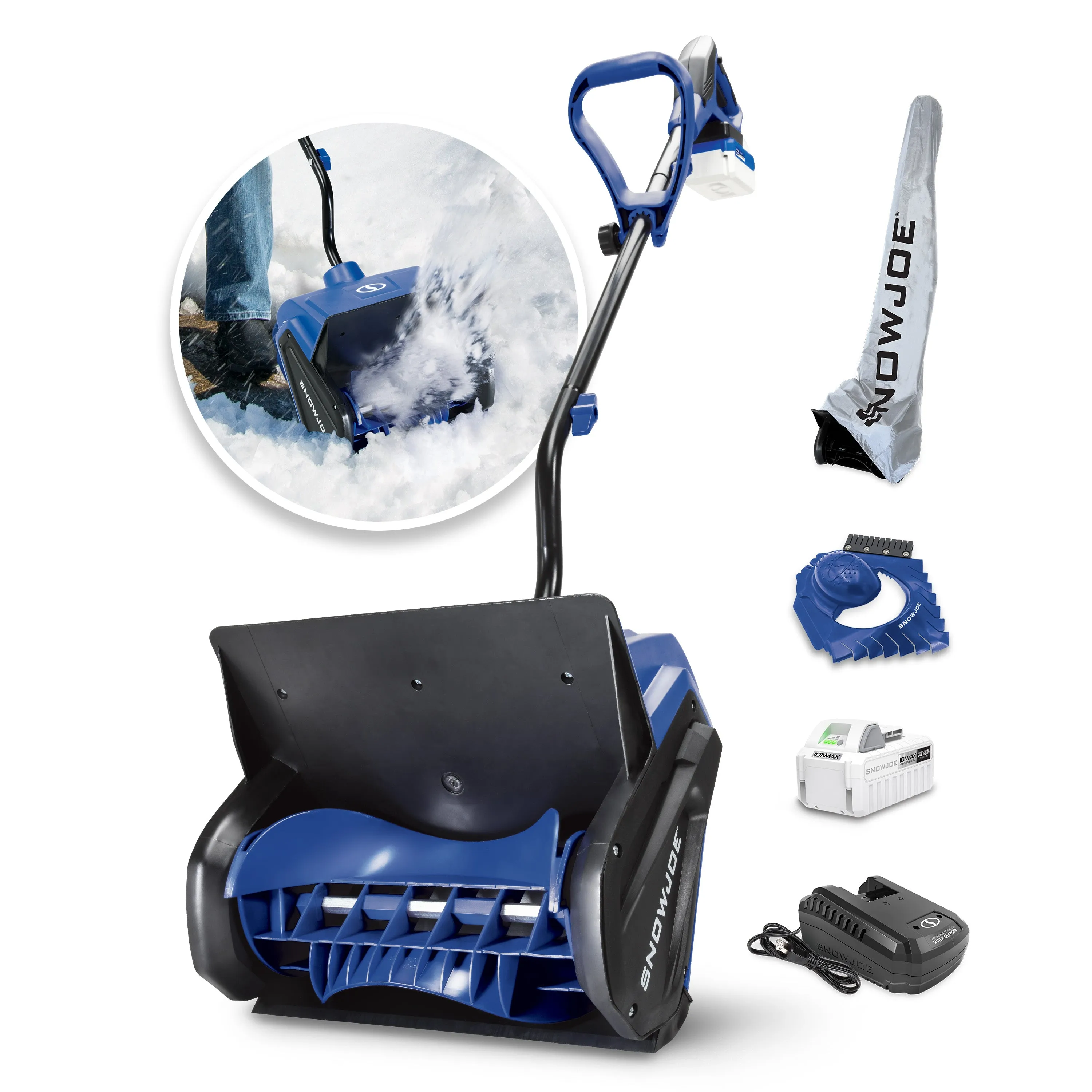 Snow Joe Best Value Winter Combo Kit | 24V Cordless Snow Shovel   48V Cordless Snow Blower | W/ 3 x 4.0-Ah Batteries   2 x Chargers, Ice Scrapers, & Covers