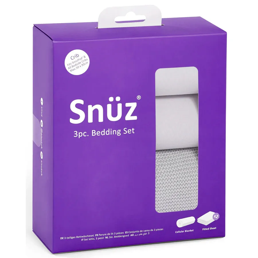 Snuz 3 Piece Crib Bedding Set - Pack of 3  (Grey)