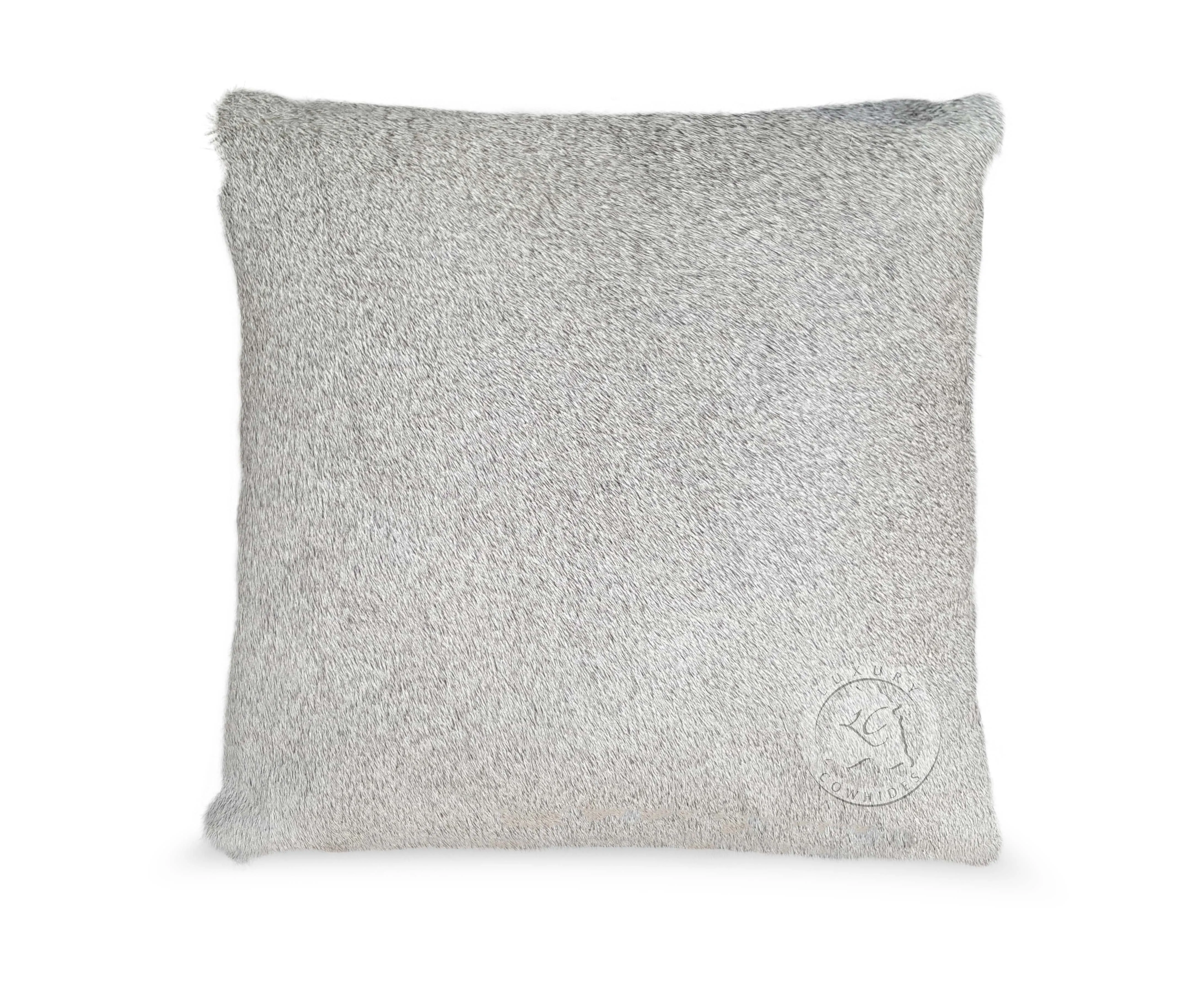 Solid Grey Cowhide Pillow Cover