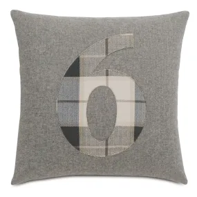 Solid Number "6" Laser Cut Appliqué Decorative Pillow 20" x 20"