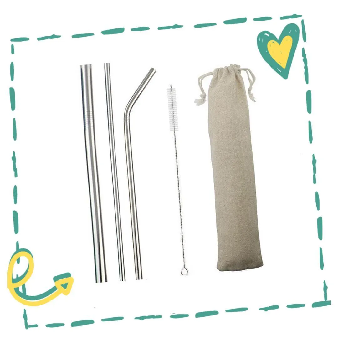 Stainless Steel Straws Bent - Set of 3