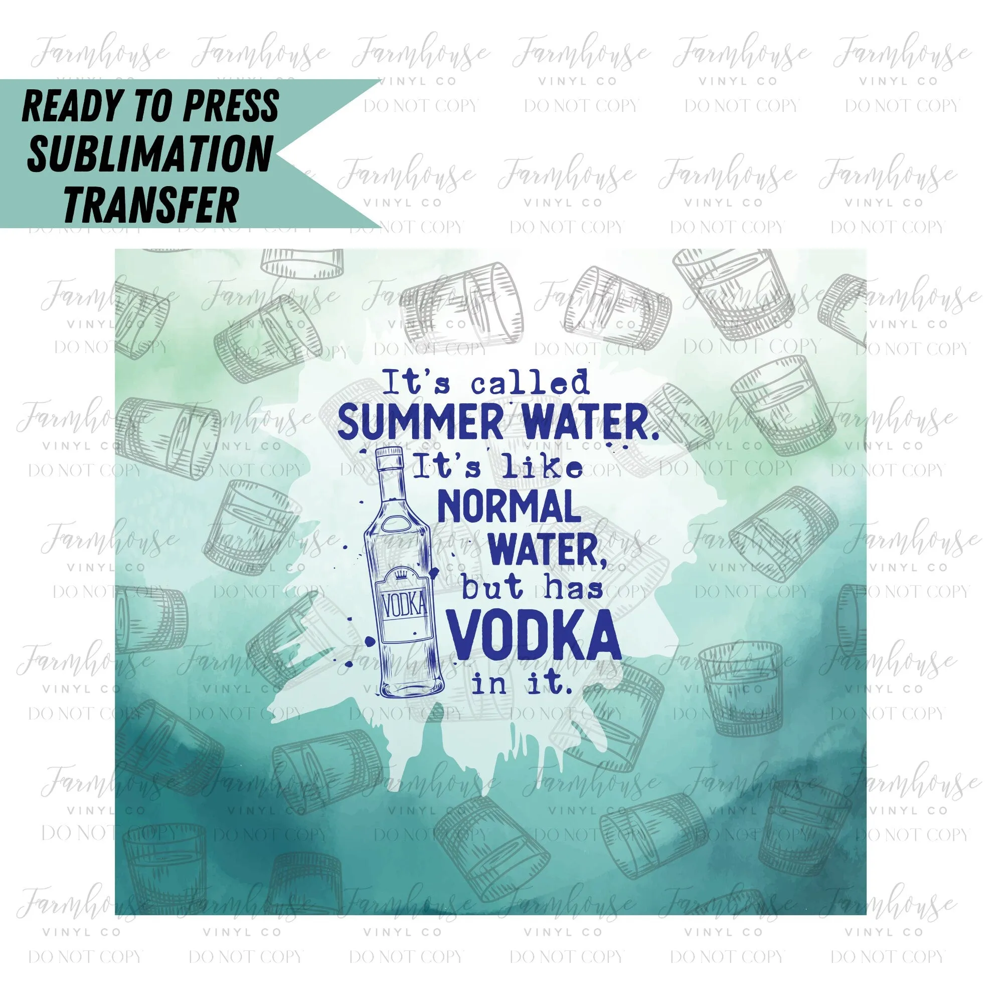 Summer Water Rum, Ready to Press Tumbler Sublimation Transfer, Heat Transfer, Skinny 20 OZ, Skinny 30 OZ, Funny Summer Transfer, Vodka