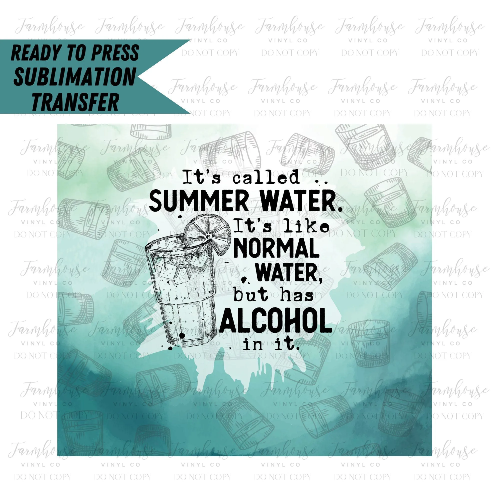 Summer Water Rum, Ready to Press Tumbler Sublimation Transfer, Heat Transfer, Skinny 20 OZ, Skinny 30 OZ, Funny Summer Transfer, Vodka