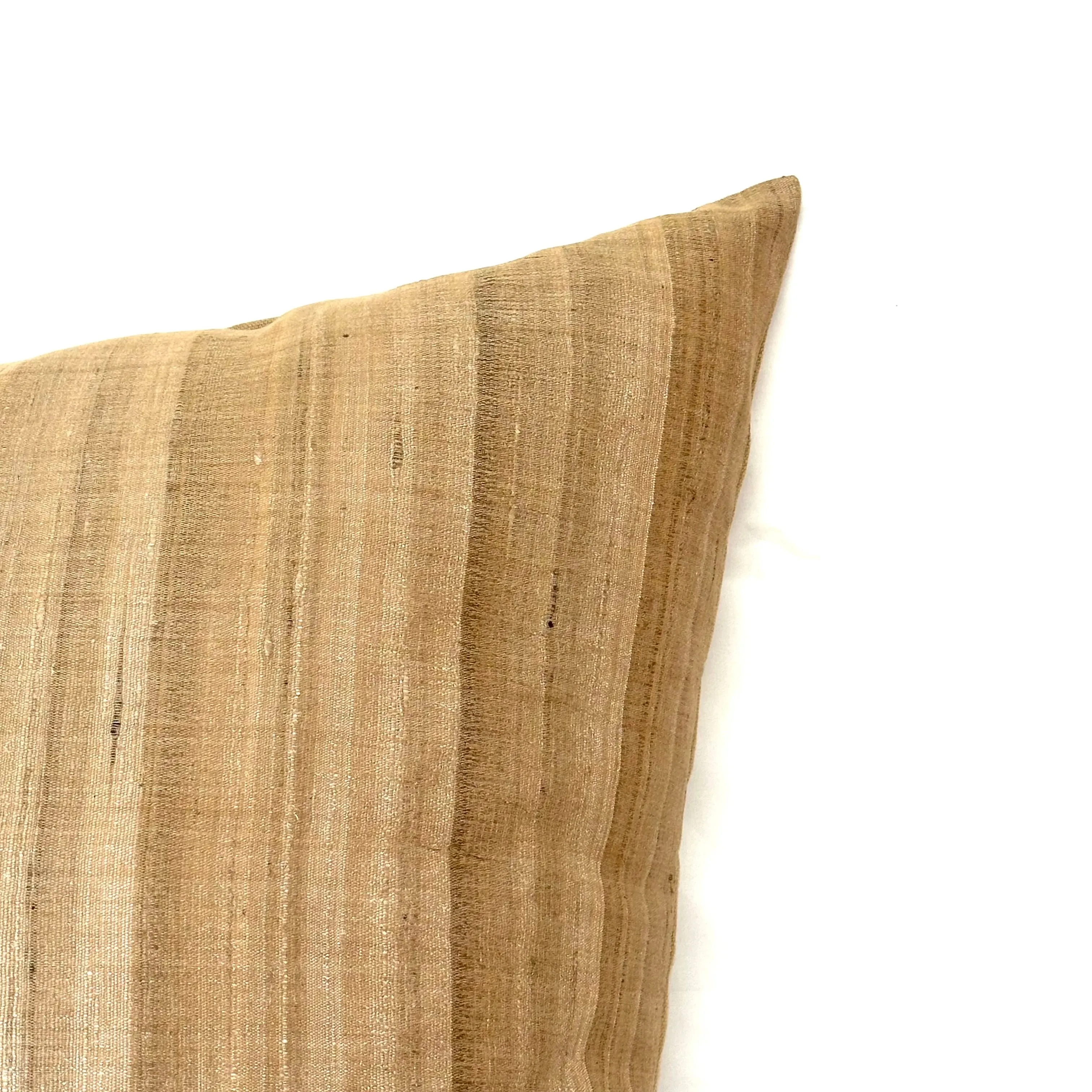 Tan Rustic Stripe 100% Pure Linen Throw Pillow Cover 22x22