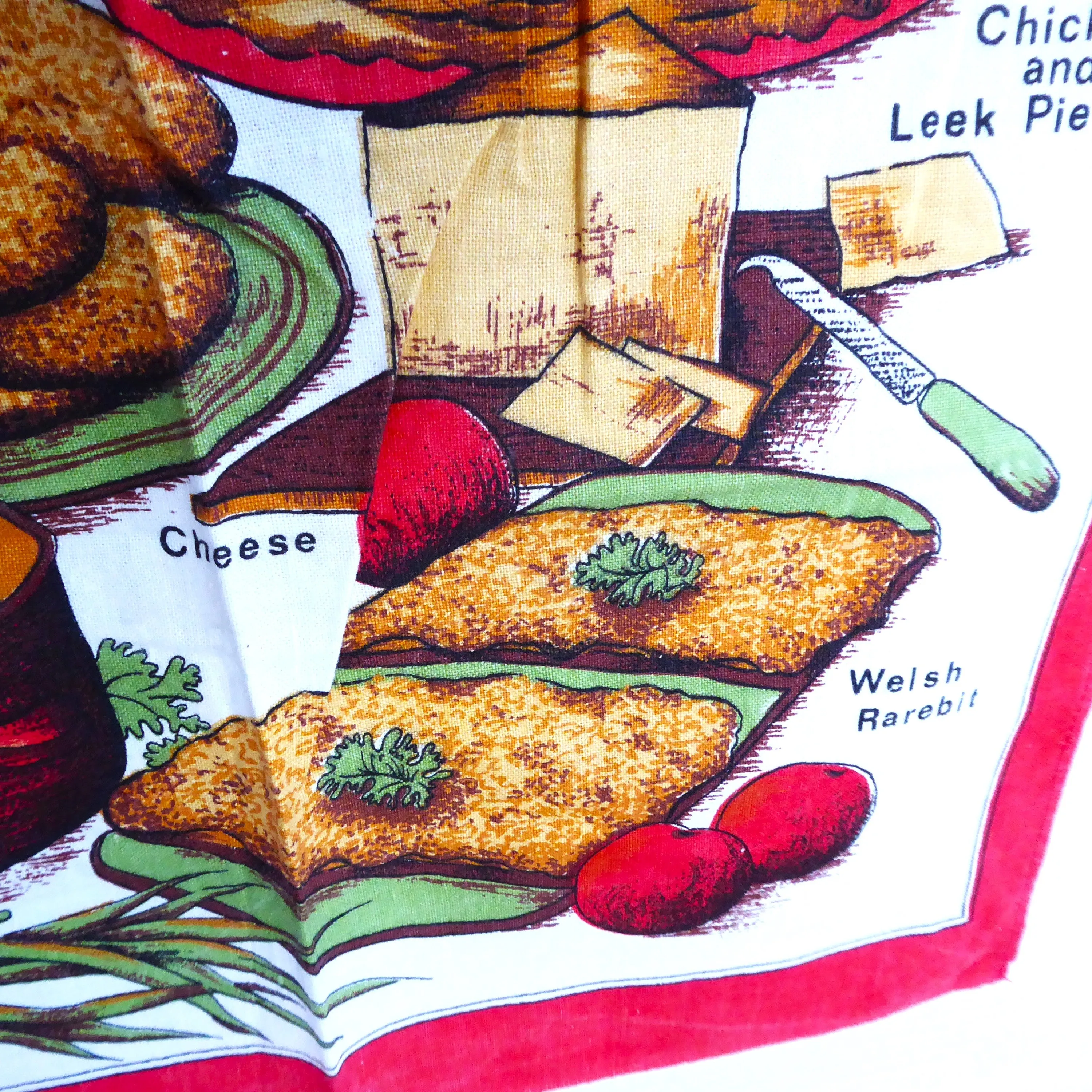 Tea Towel England Welsh Foods Wales Vintage 1970s Dish Towel Souvenir