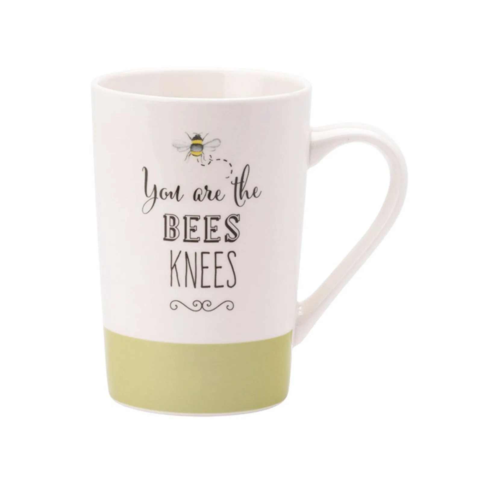 The English Tableware Company Bee Happy Set of 2 Mugs - Green & Yellow