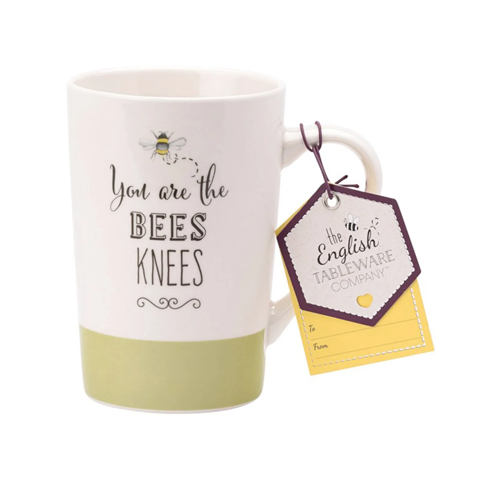 The English Tableware Company Bee Happy Set of 2 Mugs - Green & Yellow