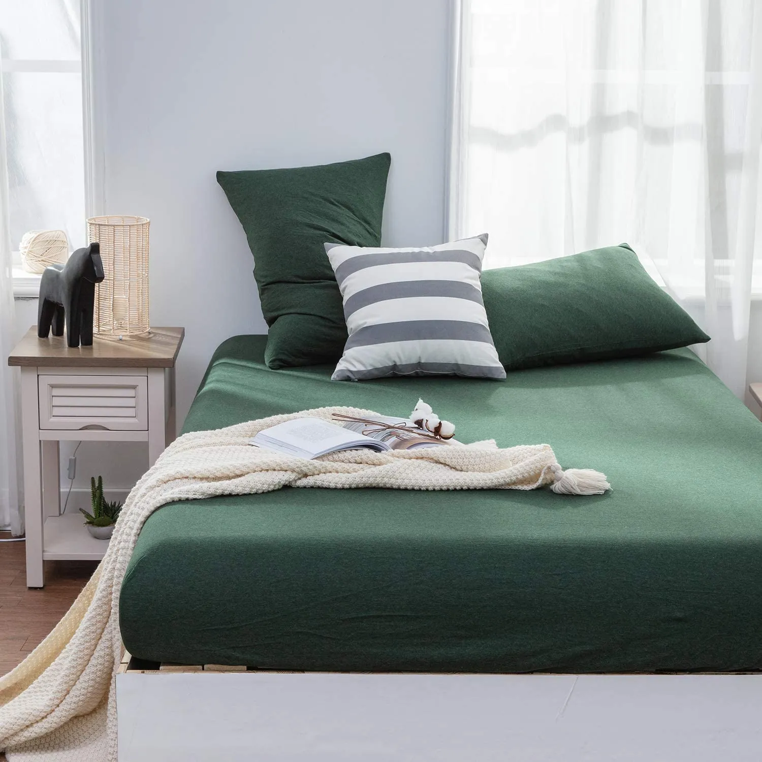 The Loft Green Fitted Sheet Set