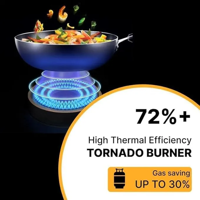 Thermador Super Sleek Gas Stove 2 Burners|Permium Gas Saver Tornado Burner 2 Burner Gas Stove| Manual Ignition | LPG Compatible Gas Chulha | ISI Certified | 1 Yr Manufacturer Warranty