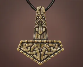 Thor's Viking Celtic Knot Knotwork Thors Hammer Necklace Pendant - Mjölnir Viking Norse God Thor Hammer Pendant Viking Jewelry Gifts for Men