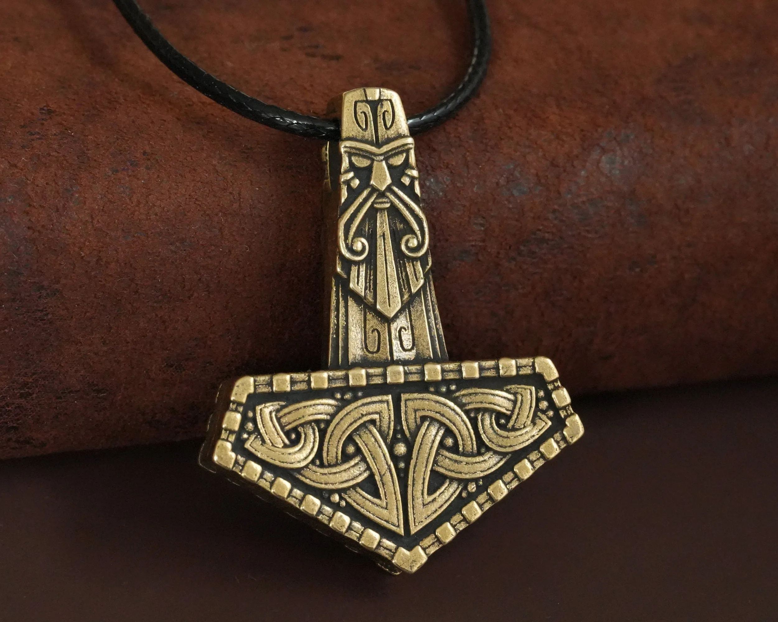 Thor's Viking Celtic Knot Knotwork Thors Hammer Necklace Pendant - Mjölnir Viking Norse God Thor Hammer Pendant Viking Jewelry Gifts for Men