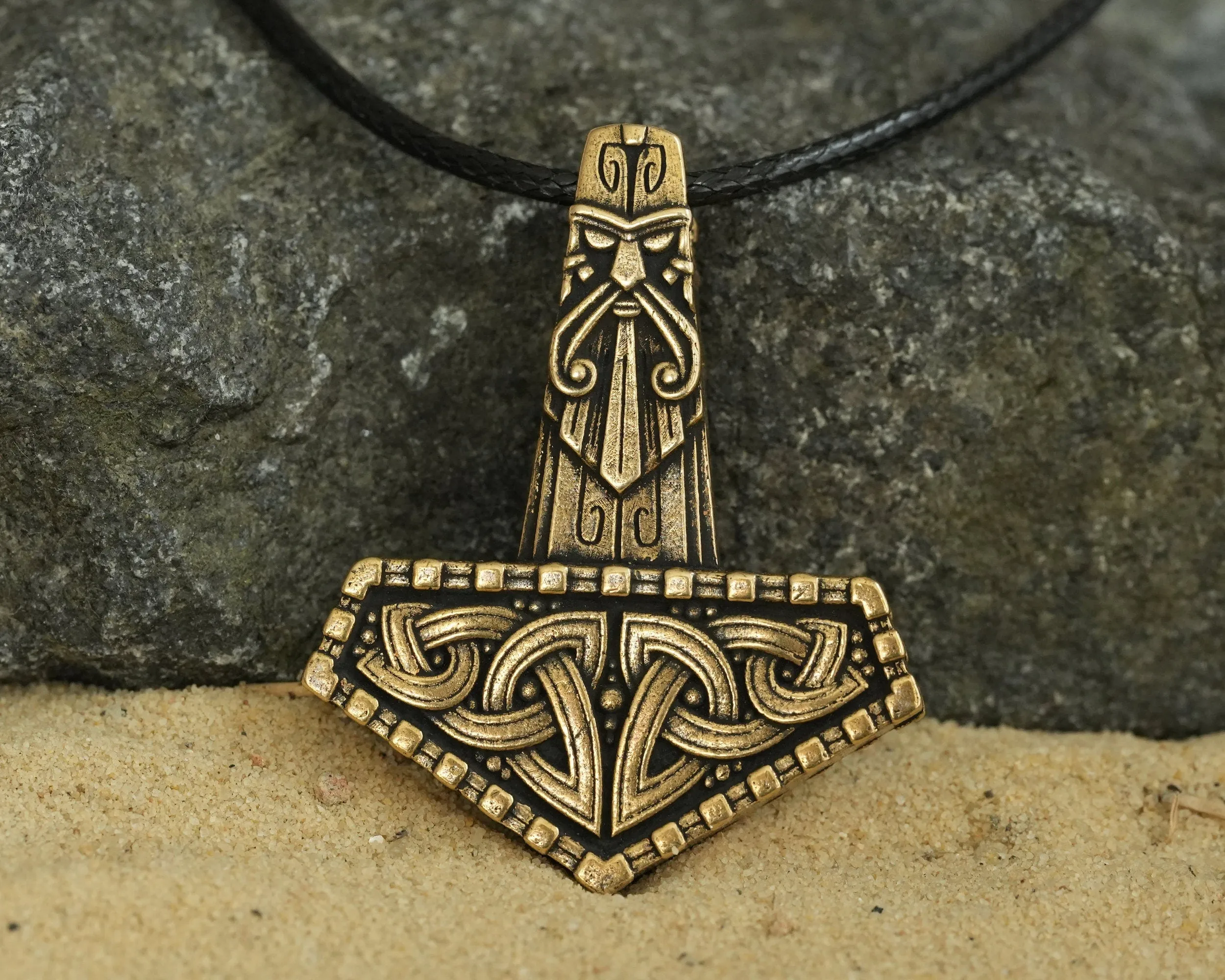 Thor's Viking Celtic Knot Knotwork Thors Hammer Necklace Pendant - Mjölnir Viking Norse God Thor Hammer Pendant Viking Jewelry Gifts for Men