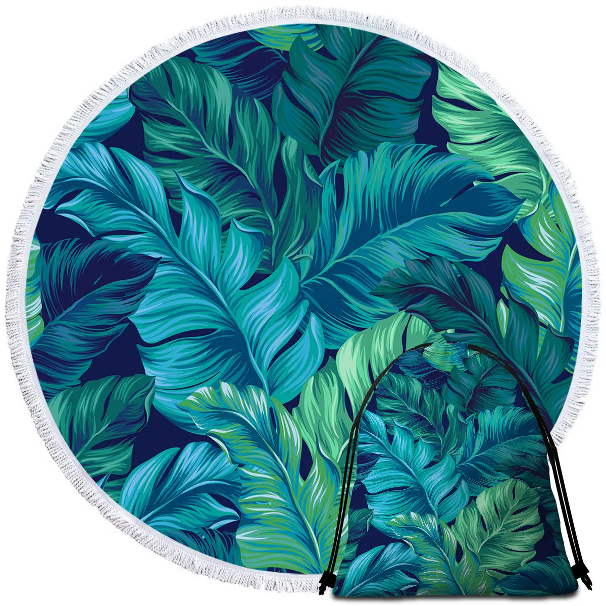 Tropical Lush Round Beach Towel