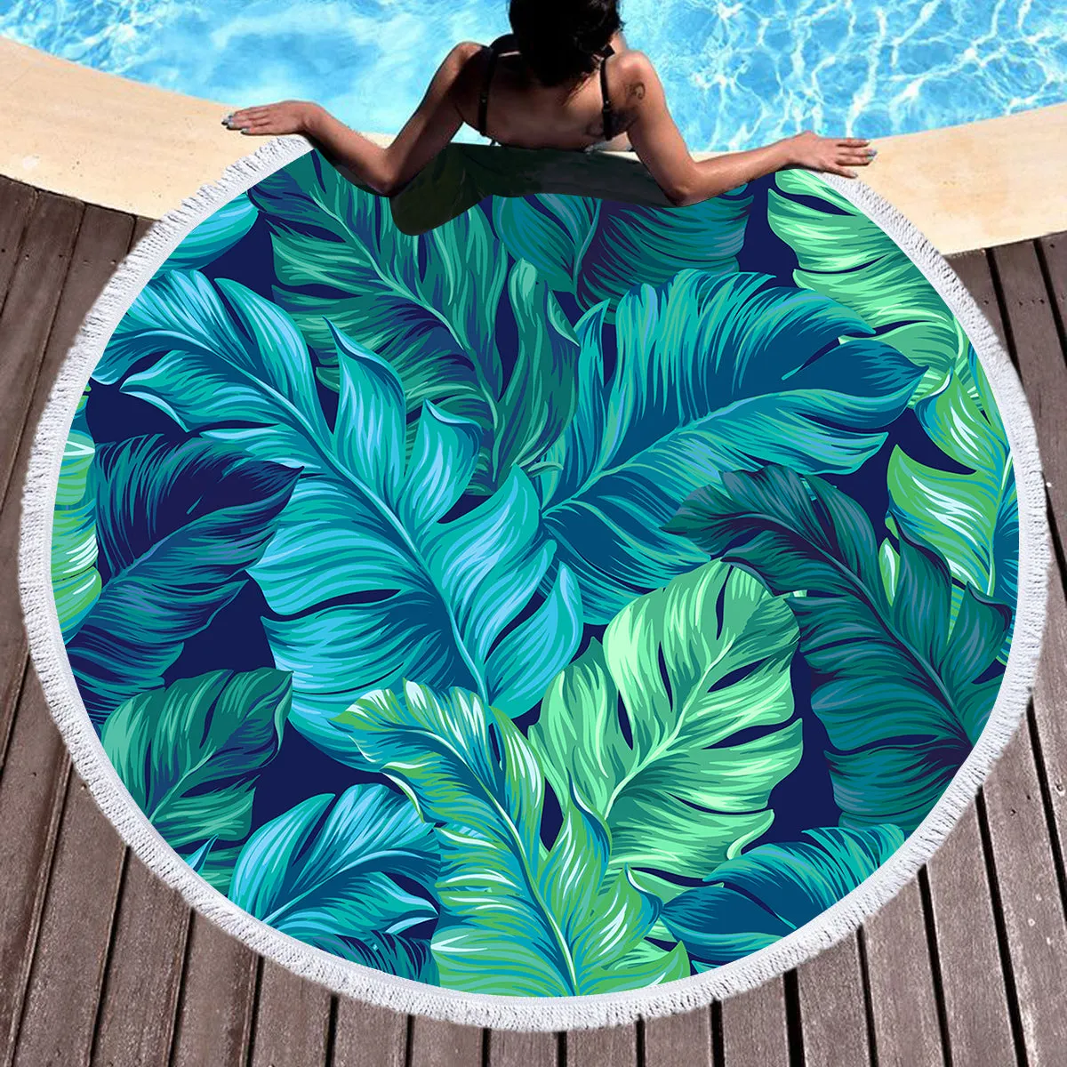 Tropical Lush Round Beach Towel