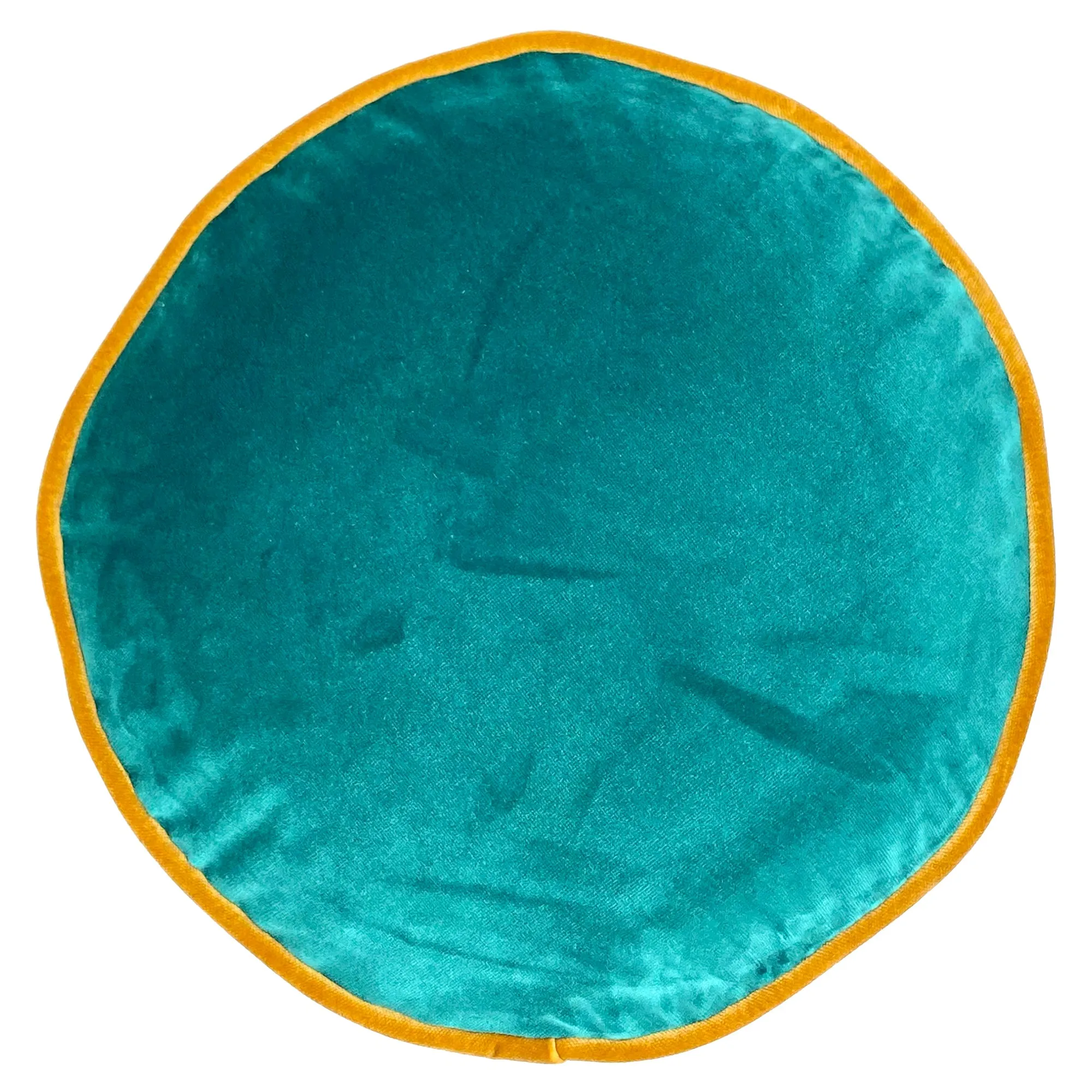 Uma Peacock Solid Velvet Round Pillow Cover 14Dx2