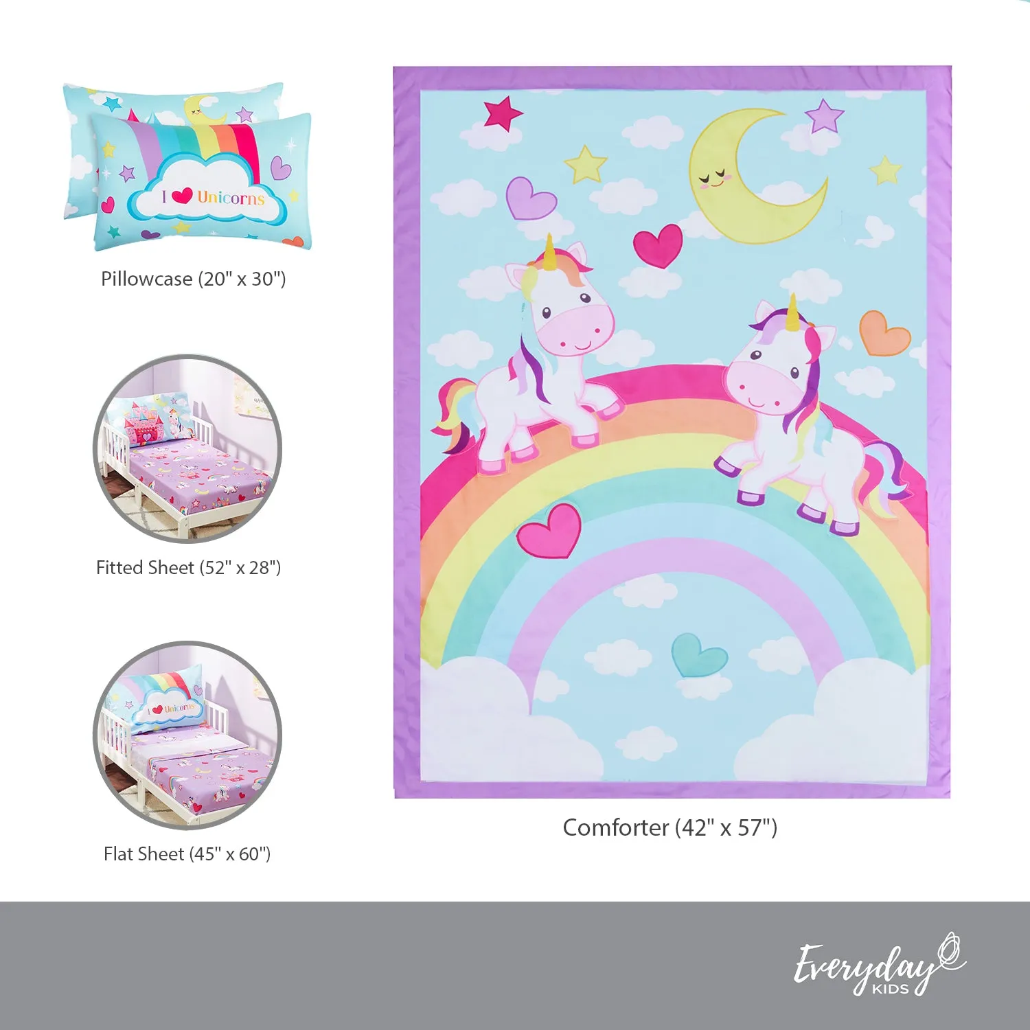 Unicorn Dreams 4-Piece Toddler Bedding Set