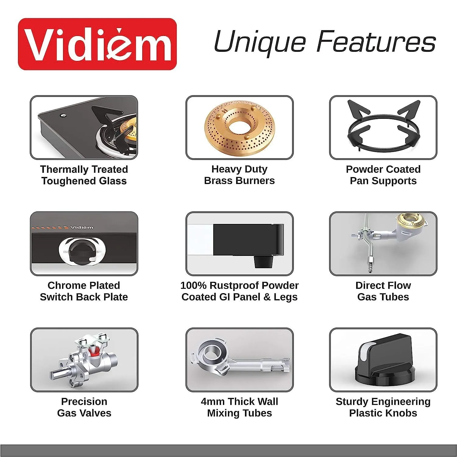 VIDIEM SATIN 3 BURNER GAS STOVE