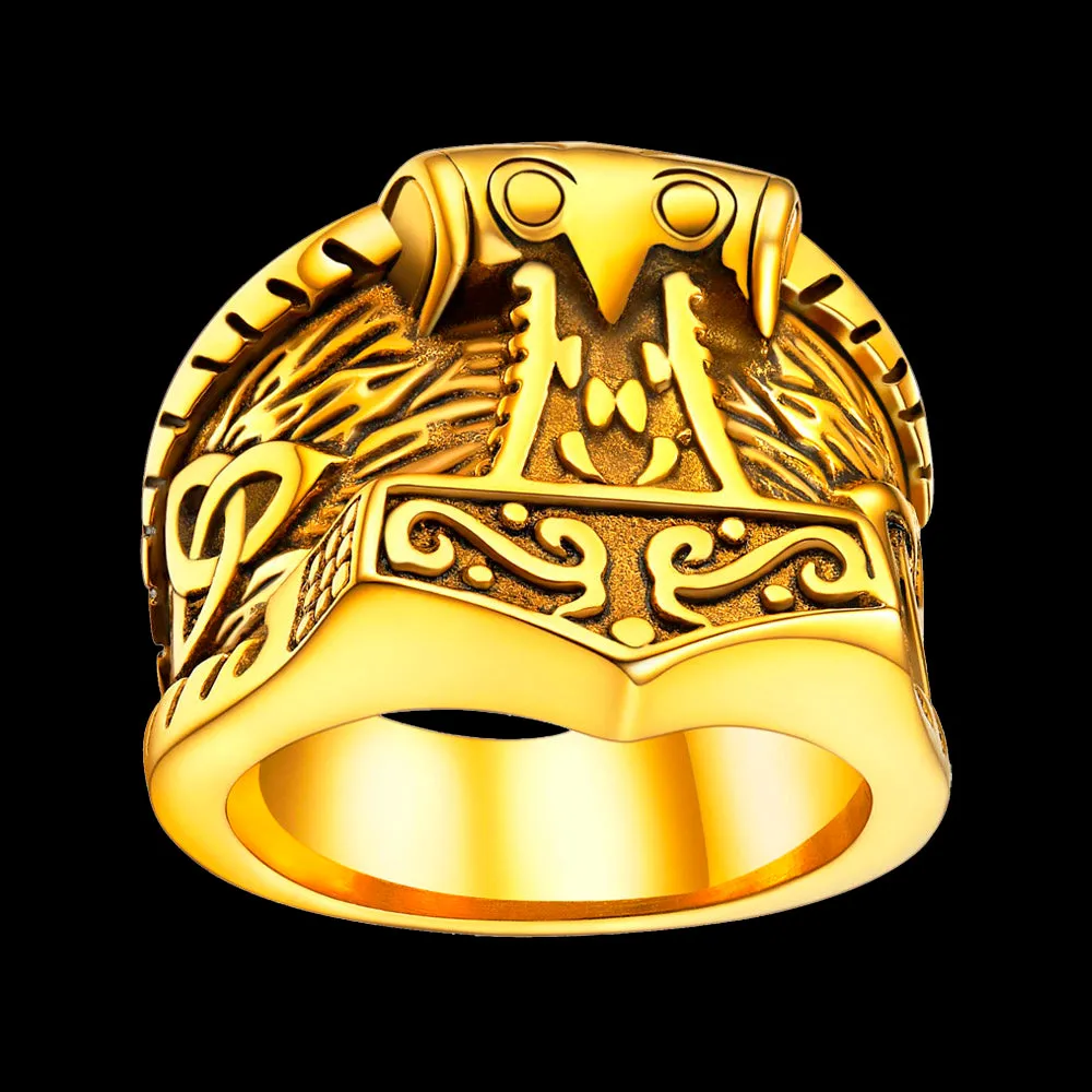 Viking Mjolnir Signet Ring Thor's Hammer Ring for Men