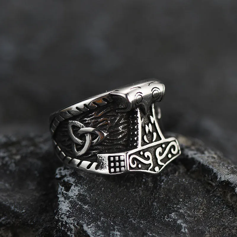 Viking Mjolnir Signet Ring Thor's Hammer Ring for Men